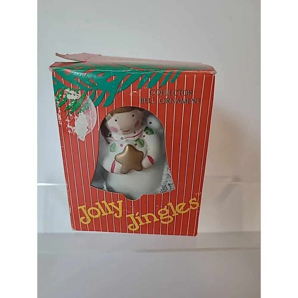 Jolly Jingles Handpainted Porcelin Bisque Collector Bell Ornament Angel In Box